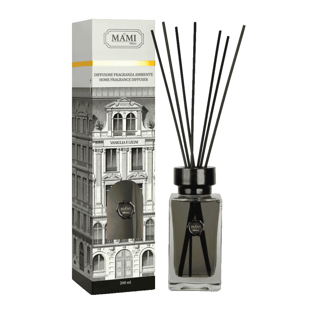 MAMI MILANO Диффузор с палочками VANIGLIA E LEGNI / Ваниль & Древесина. Коллекция PALAZZO, 200 мл